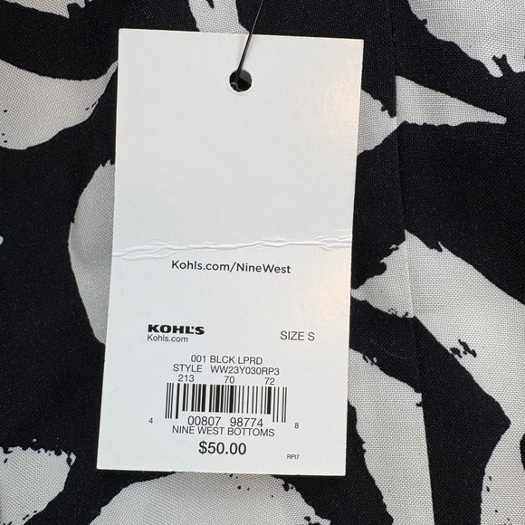 Nine West Dress Womens S Black White Long Sleeve Abstract Print Tie Waist V Neck - Picture 10 of 12